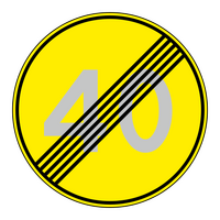 Знак 3.25 Конец ограничения максимальной скорости (временный)