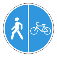 Знак 4.5.5 Пешеходная и велосипедная дорожка с разделением движения (пешеходы слева)